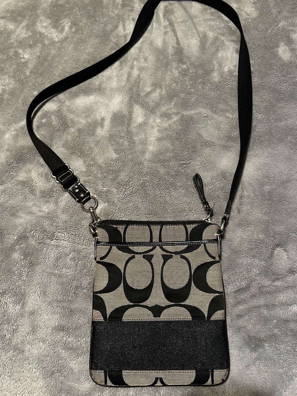 Coach Black and Beige Signature Crossbody Bag